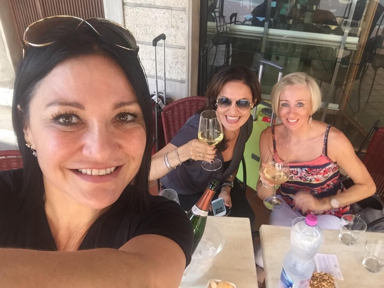 Enjoying Italian food and wine together in a restaurant in Chiusi Tuscany